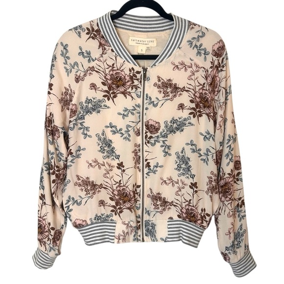 Saltwater LUXE Crossfire Bomber- Floral Mix Print Bomber- Size Small - Picture 1 of 10